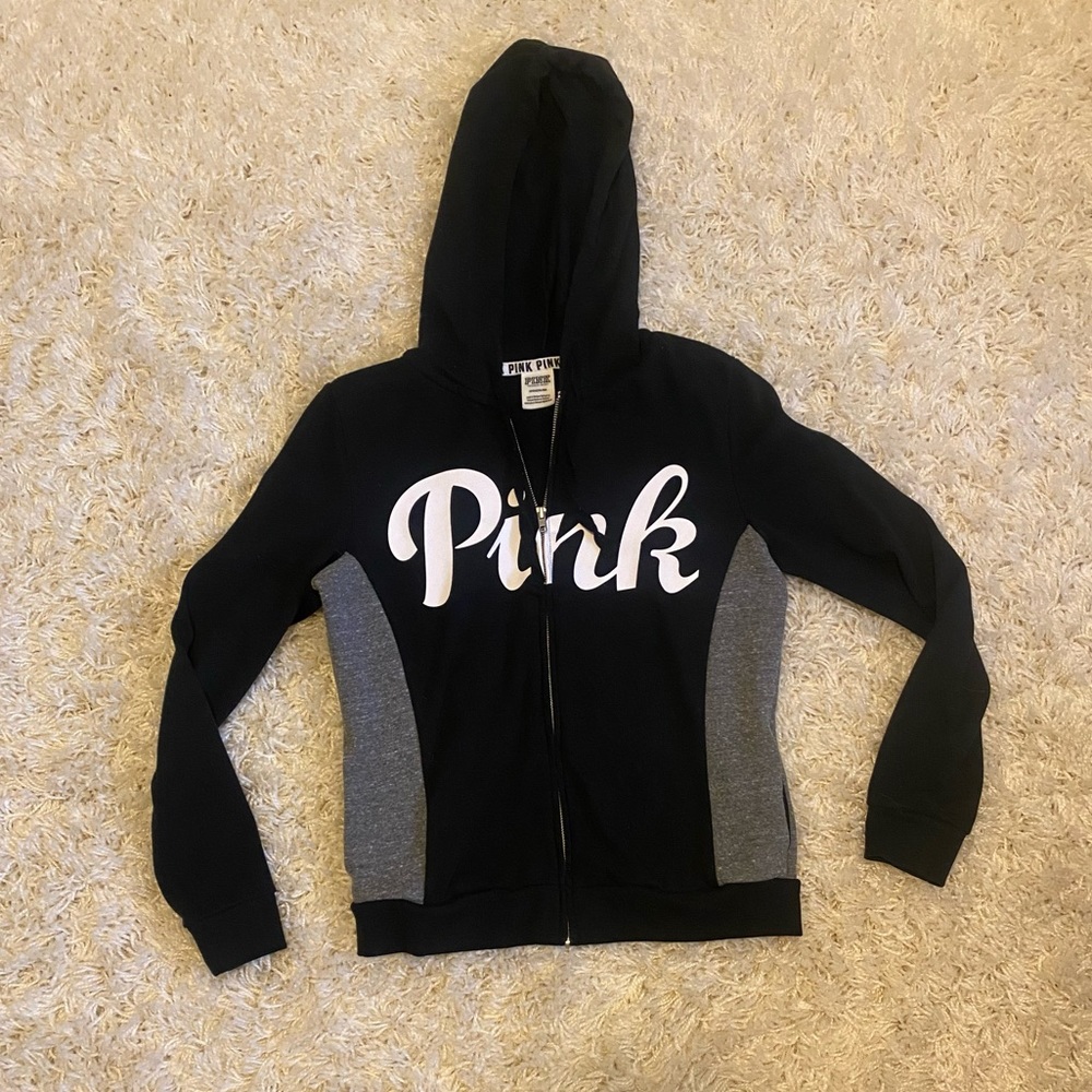 Gray and black PINK Victoria’s Secret zip hoodie